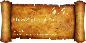 Hidvégi Irén névjegykártya